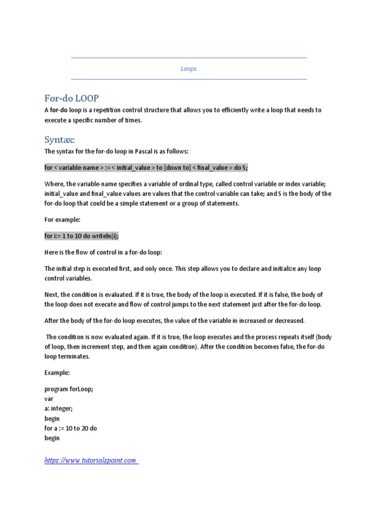 Pascal For-Do Loop Guide | PDF | Computers