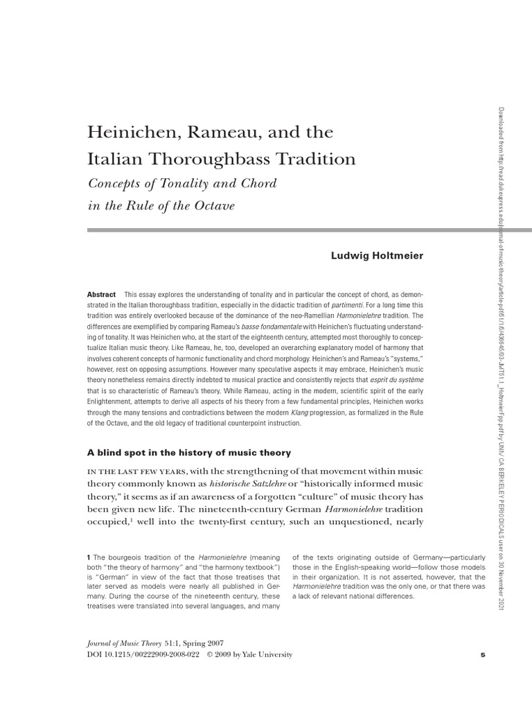 Heinichen rameau and the italian thoroughbass tradition concepts of