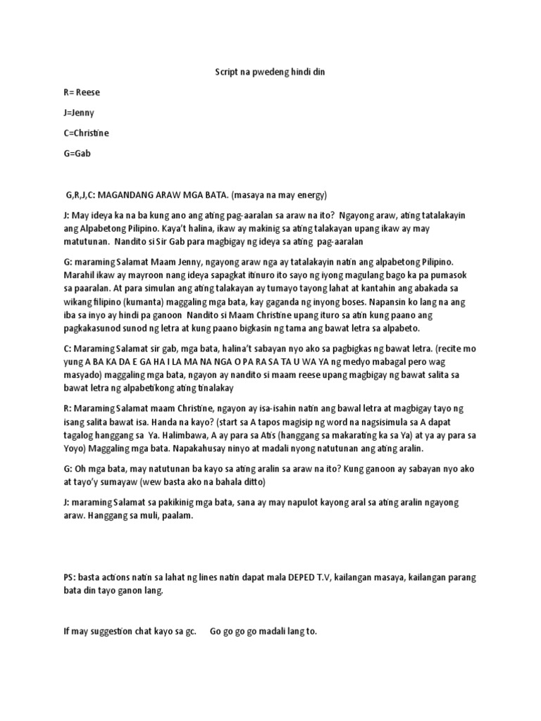Script Na Pwedeng Hindi Din | PDF