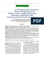 Comparison of Intraocular Pressure After Water Drinking Test in Primary Open Angle Glaucoma Patients Controlled With Latanoprost and Trabeculectomy
