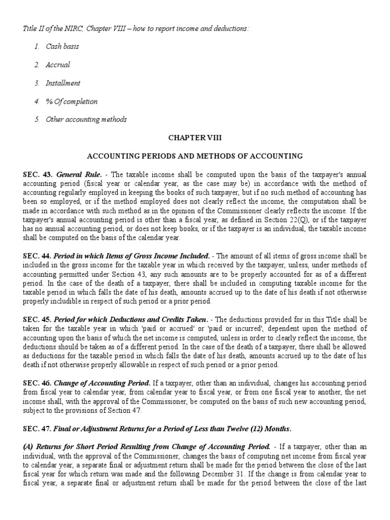 Tax COde Accounting Periods and Method of Accounting 11.30 PDF