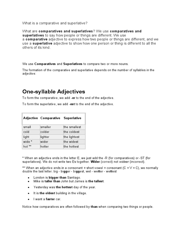 Understanding Comparatives and Superlatives | PDF | Adjective | Grammar