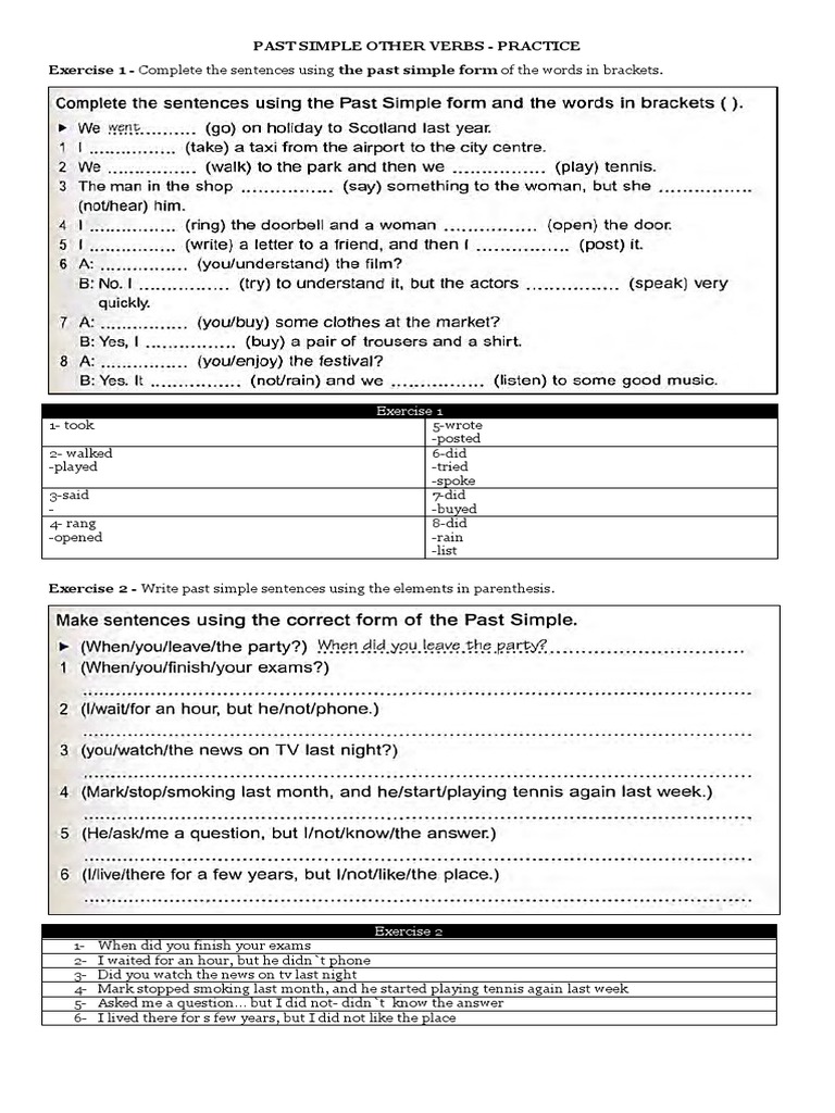 Past Tense OTHER VERBS Practice | PDF | Verb | Linguistic Typology