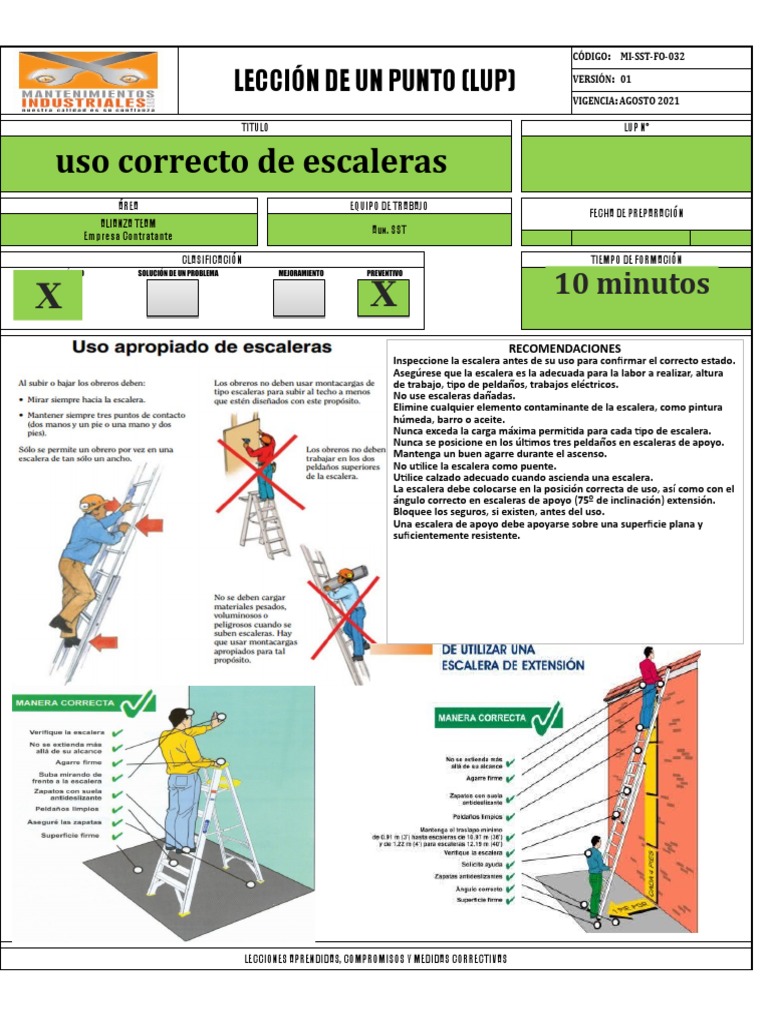 Uso Seguro de Escaleras en el Trabajo | PDF