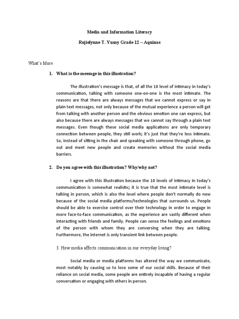 Media and Information Literacy Module 1 PDF Communication Popular