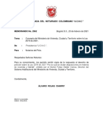 Memorando 2962 Concepto Del Ministerio de Vivienda Sobre La Ley 2079 de 2021