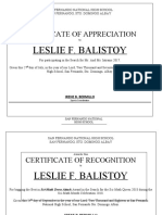 Certificate of Appreciation: Leslie F. Balistoy