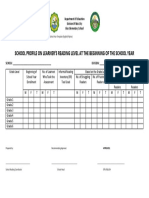 IRI-Form 6 School Profile On Learner's Reading Level at The Beginning of The School Year Template (English and Filipino)