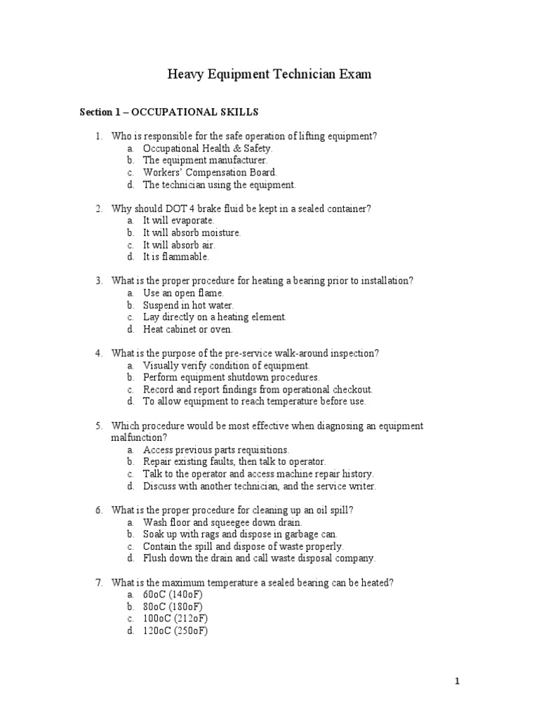 Heavy Equipment Technician Exam Guide | PDF | Pump | Turbocharger