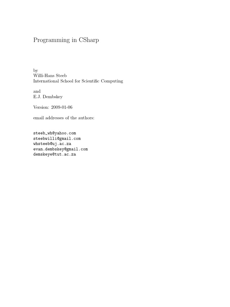 Programming in Csharp | PDF | Constructor (Object Oriented Programming ...