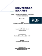 Trabajo Final Derecho Civil II Unicaribe - Régimen Jurídico de Las Personas Morales