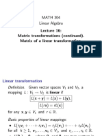 MATH 304 Linear Algebra Matrix Transformations (Continued) - Matrix of A Linear Transformation