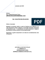 Carta de Afiliacion A La C.N.S.