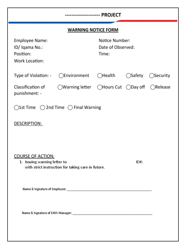 Employee Warning Notice Template | PDF