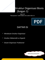 Mendesain Struktur Organisasi Bisnis (Baigan 1) : (Bab 10) "Manajemen" Oleh Robbins & Coulter Edisi 13