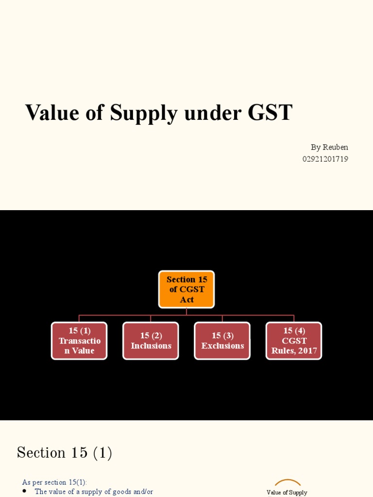 Value of Supply Under GST PPT Reuben (029) 21201719 PDF Value