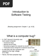 Introduction To Software Testing: (Reading Assignment: Chapter 1, Pp. 9-22)