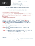 Problem Set 1: Solving Roots of Equation: Saint Louis University