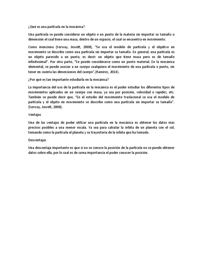 Qué Es Una Partícula en La Mecánica | PDF