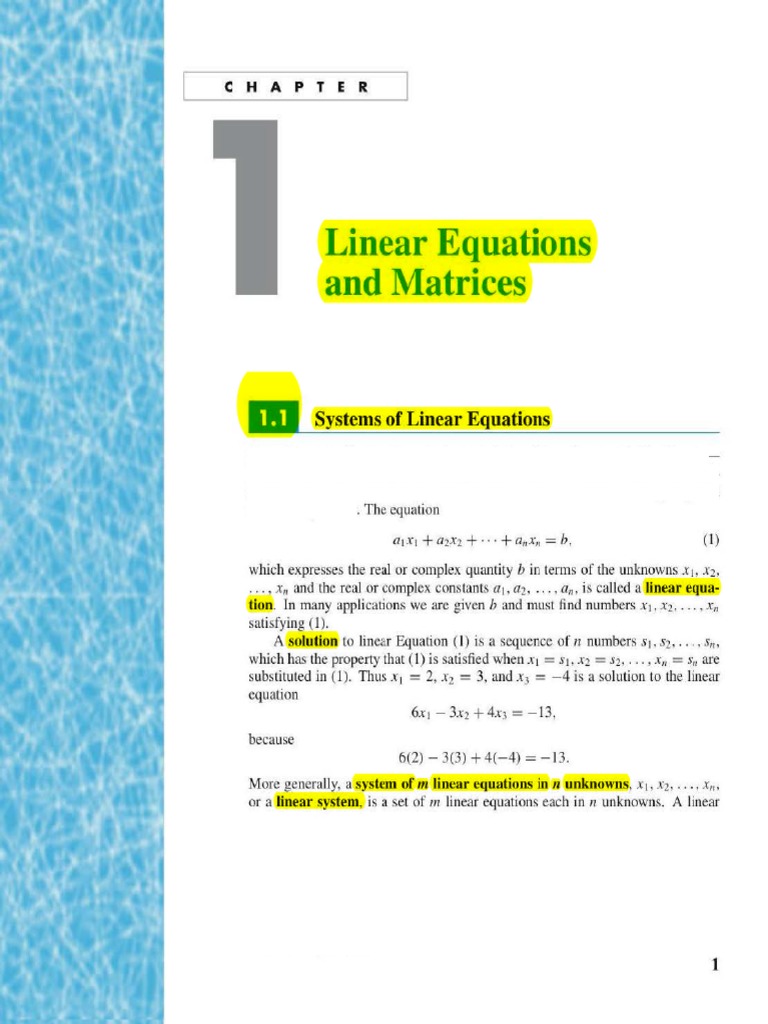 Linear Equations and Matrix Solutions | PDF | Matrix (Mathematics ...