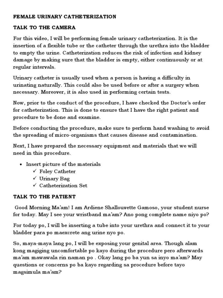 Female Urinary Catheterization Guide | PDF | Catheter | Labia