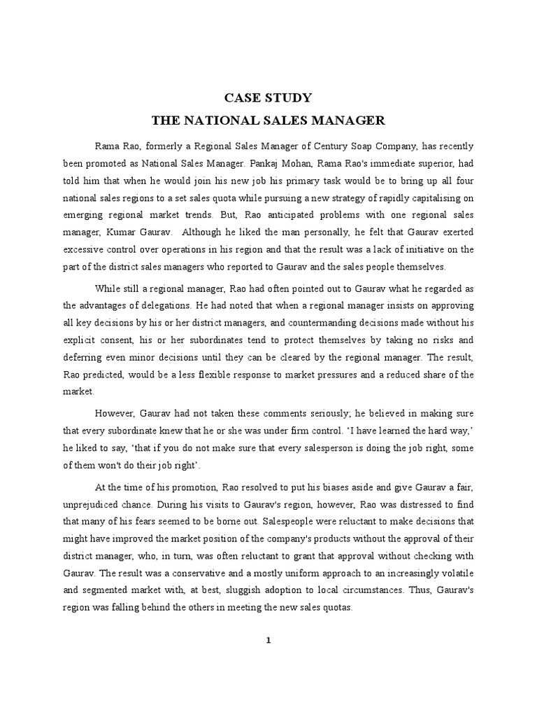 National Sales Manager Case Study | PDF | Career & Growth | Business