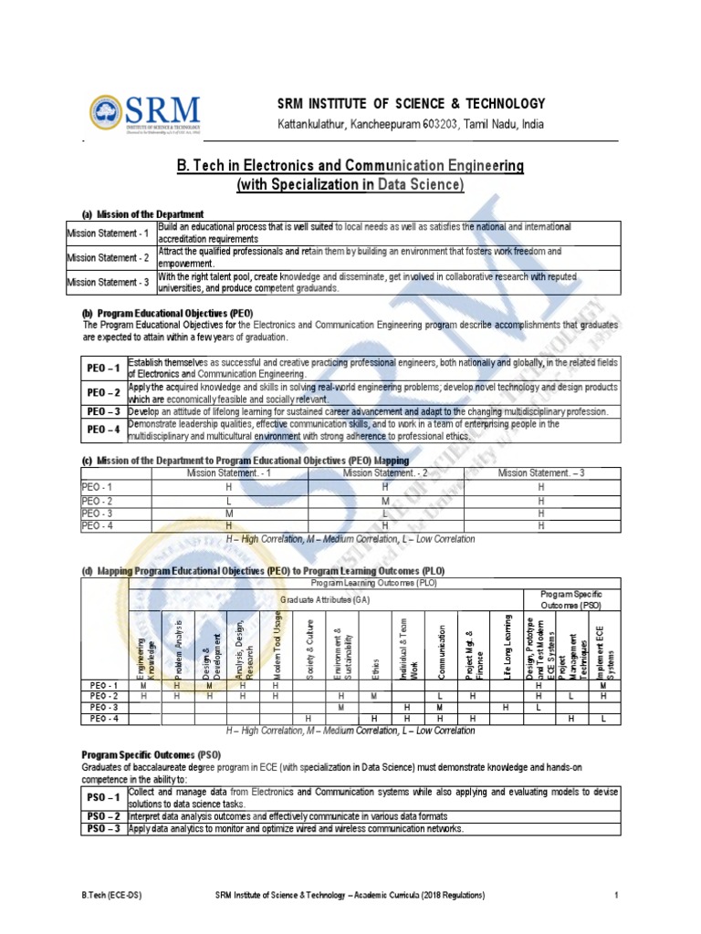 Curriculum Syllabus Btech Ece Data Science Reg 2018 | PDF | Data ...