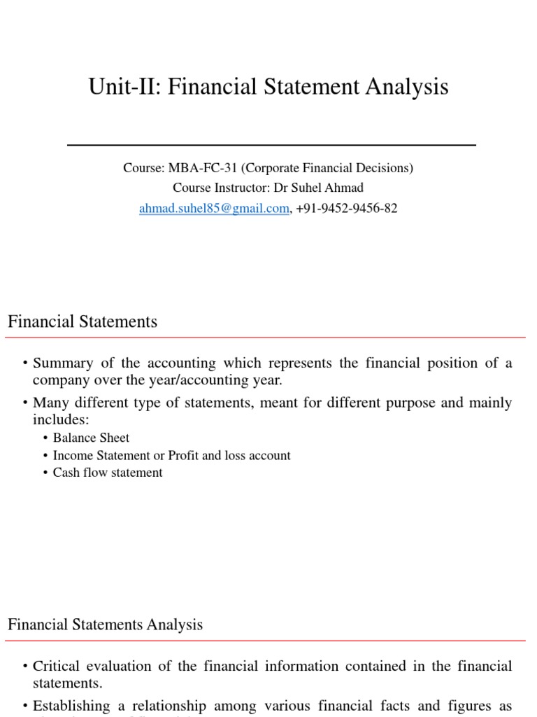 Financial Statement Analysis Overview | PDF | Balance Sheet | Equity ...