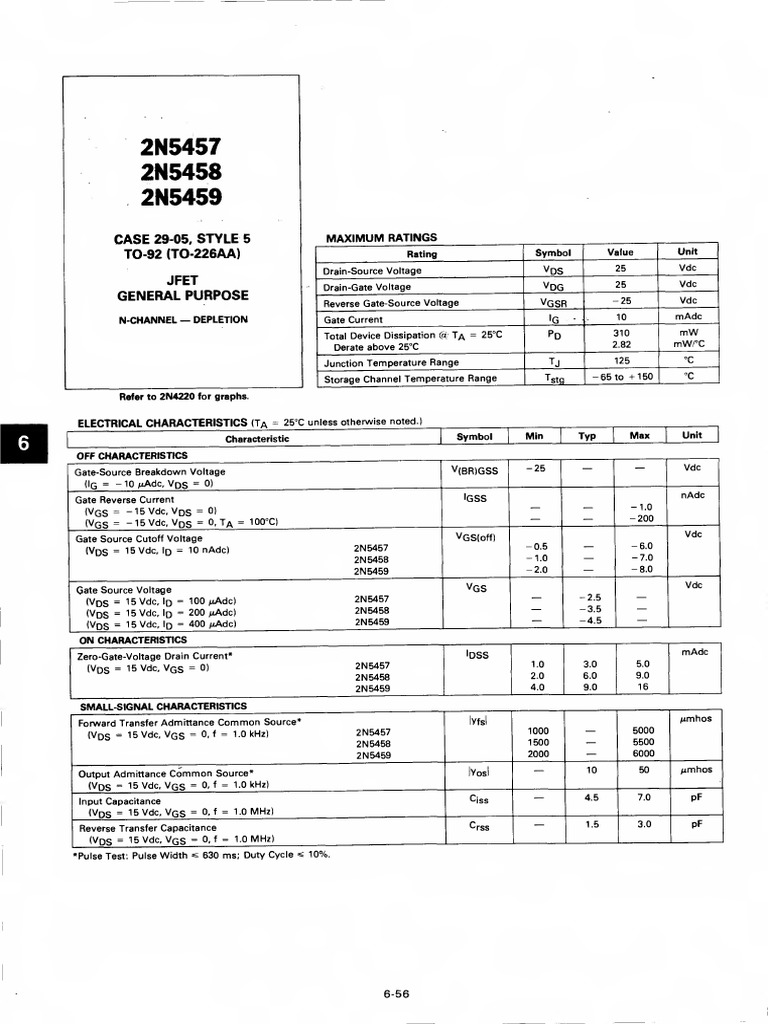 Data Sheet 2n5457 Jfet Pdf Field Effect Transistor Am vrogue.co