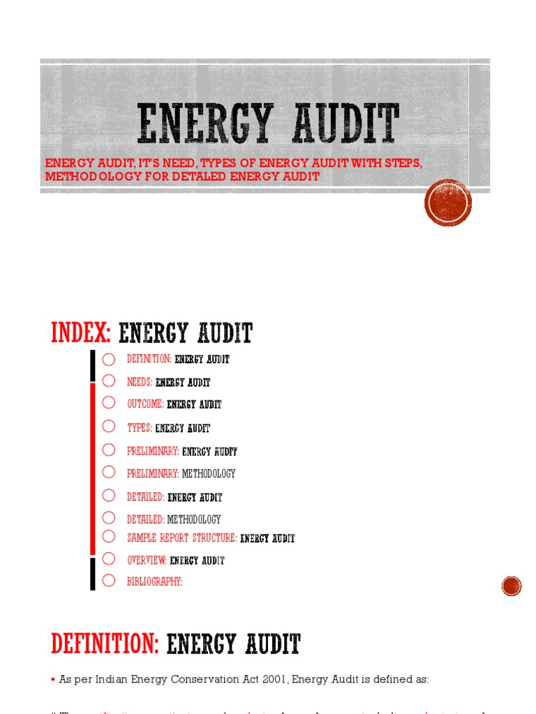 Energy Audit, It'S Need, Types of Energy Audit With Steps, Methodology