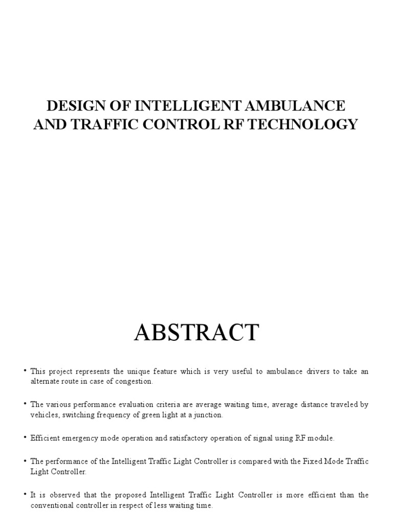 Intelligent Ambulance Traffic Control System | PDF | Traffic | Traffic ...