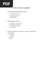 MCQ On Customer Acquisition: 1. Customer Relationship Management Is About