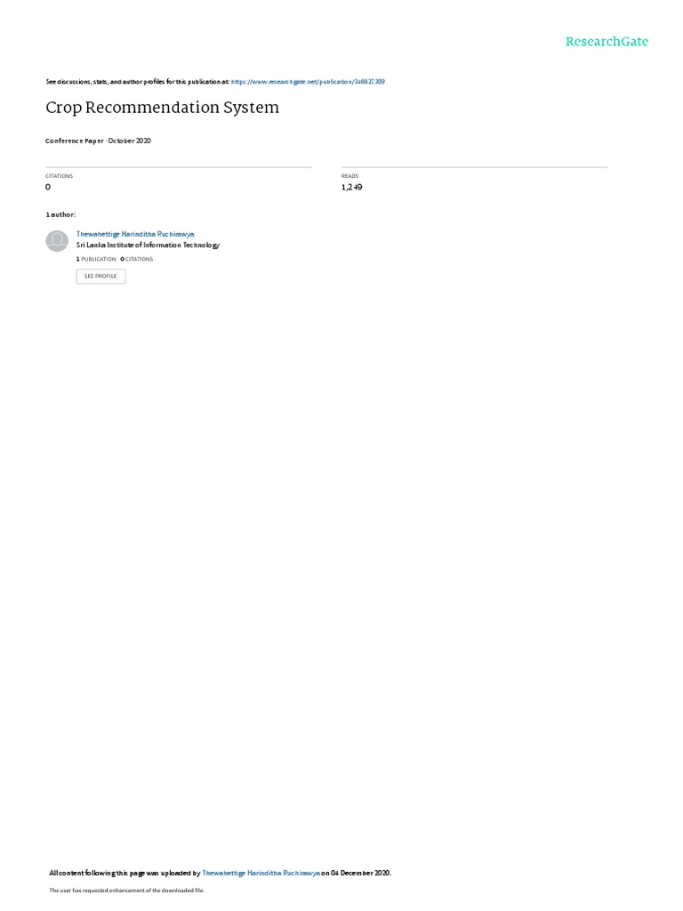 AI Crop Recommendation System | PDF | Agriculture | Machine Learning