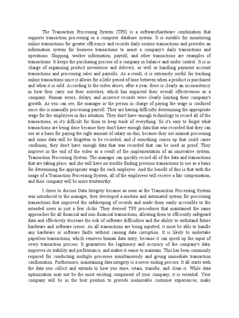 The Transaction Processing System | PDF | Payroll | Computing