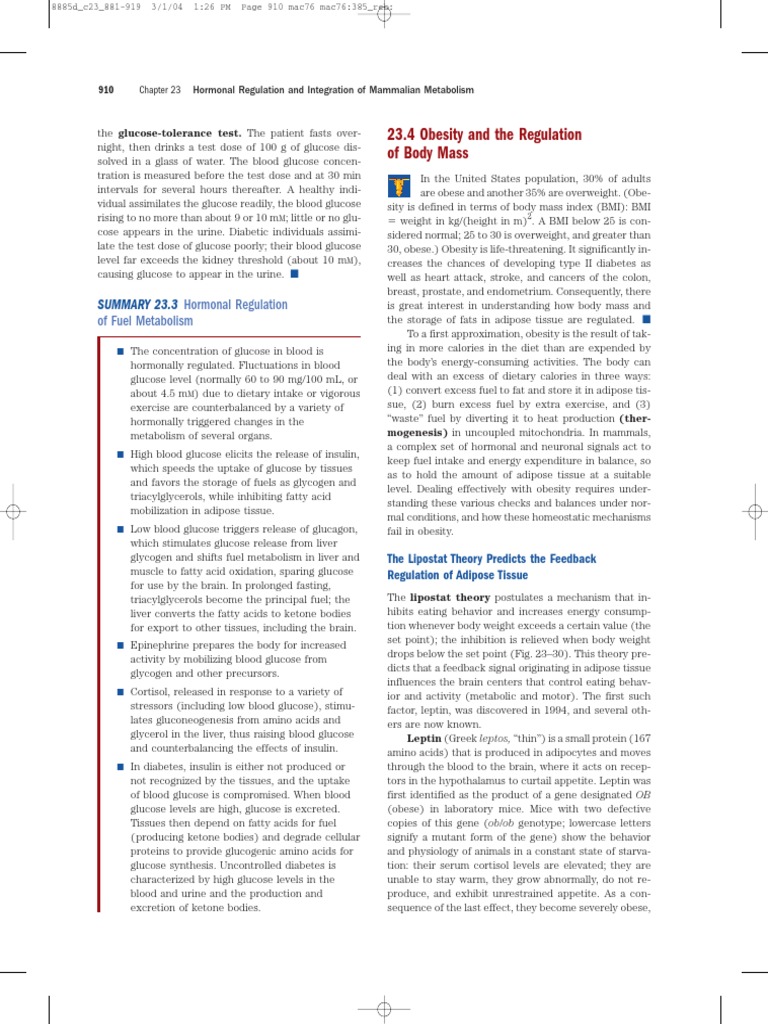 P4-Obesity and The Regulation of Body Mass | PDF | Leptin | Adipose Tissue