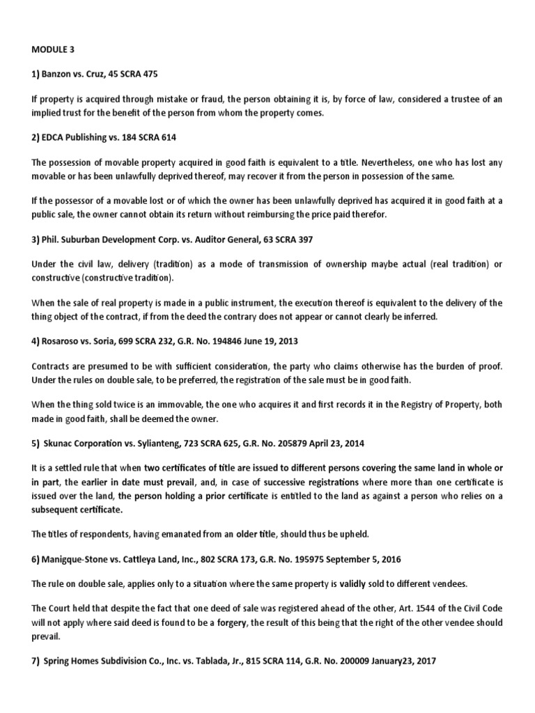 Case Doctrines Midterm Reviewer PDF Foreclosure Mortgage Law