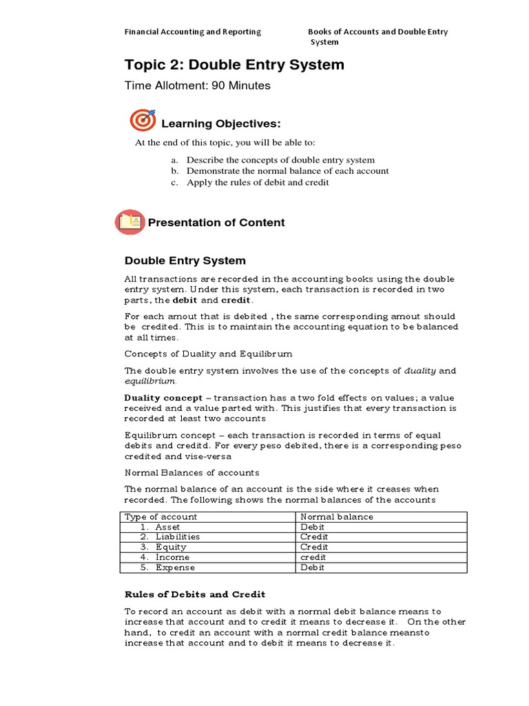 Topic 2 Double Entry System | PDF | Debits And Credits | Economies