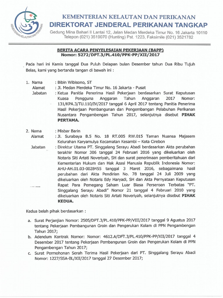 2017 1228 D - Berita Acara Pemeriksaan Pekerjaan (BAPP) | PDF