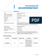 Data Retention Policy: Plan International UK