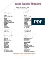 Fiche de Vocabulaire Environnement