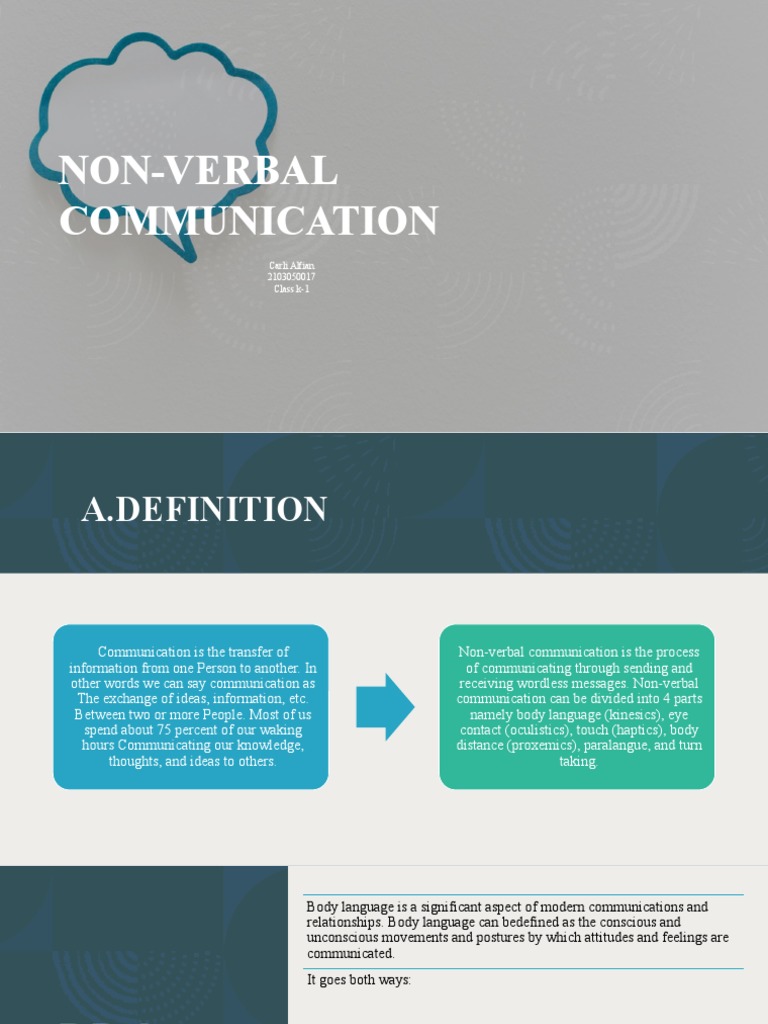 Non Verbal Communication' | PDF | Body Language | Nonverbal Communication