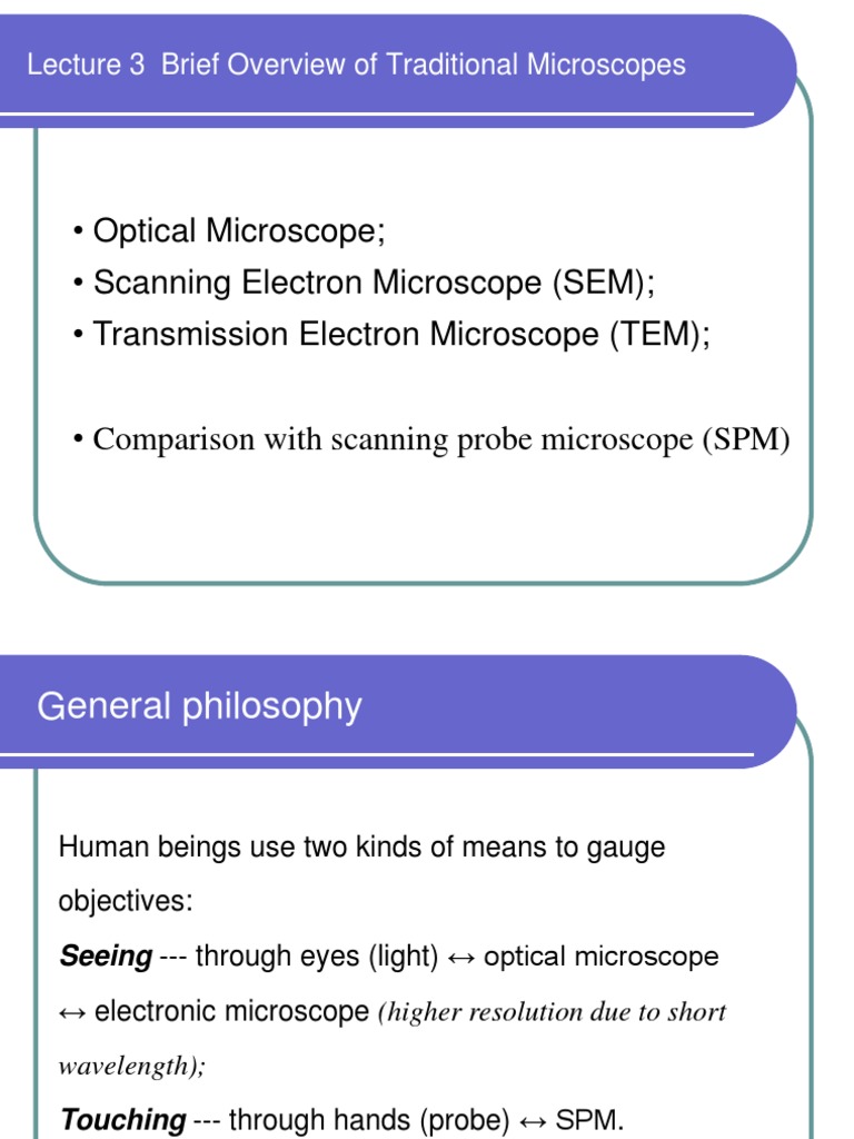 Overview of Optical and Electron Microscopes | PDF | Scanning Electron ...