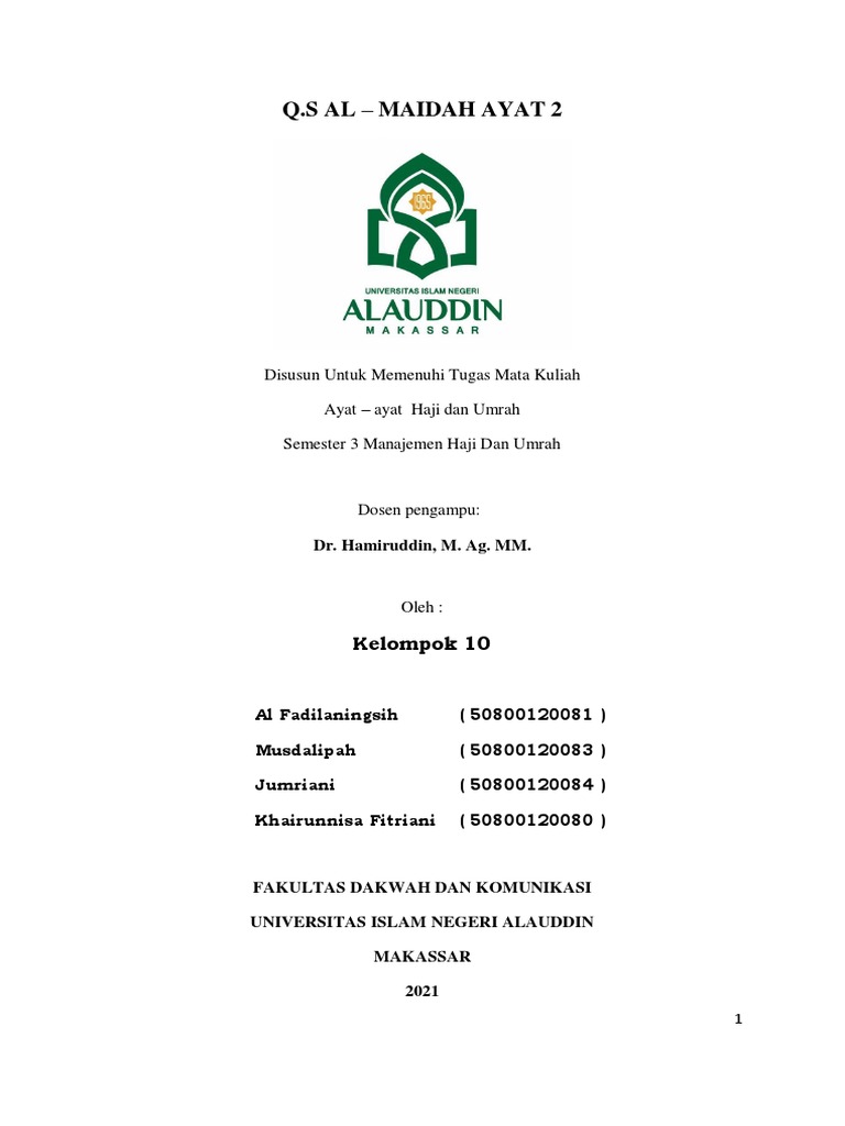 Makalah Kelompok 10 - MHU B (Surah Al Maidah Ayat 2)  PDF