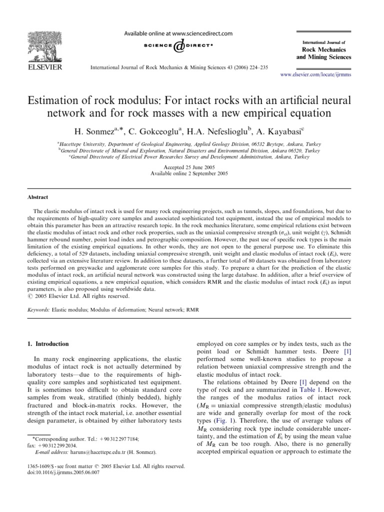 Estimasi Rock Modulus | PDF | Young's Modulus | Materials