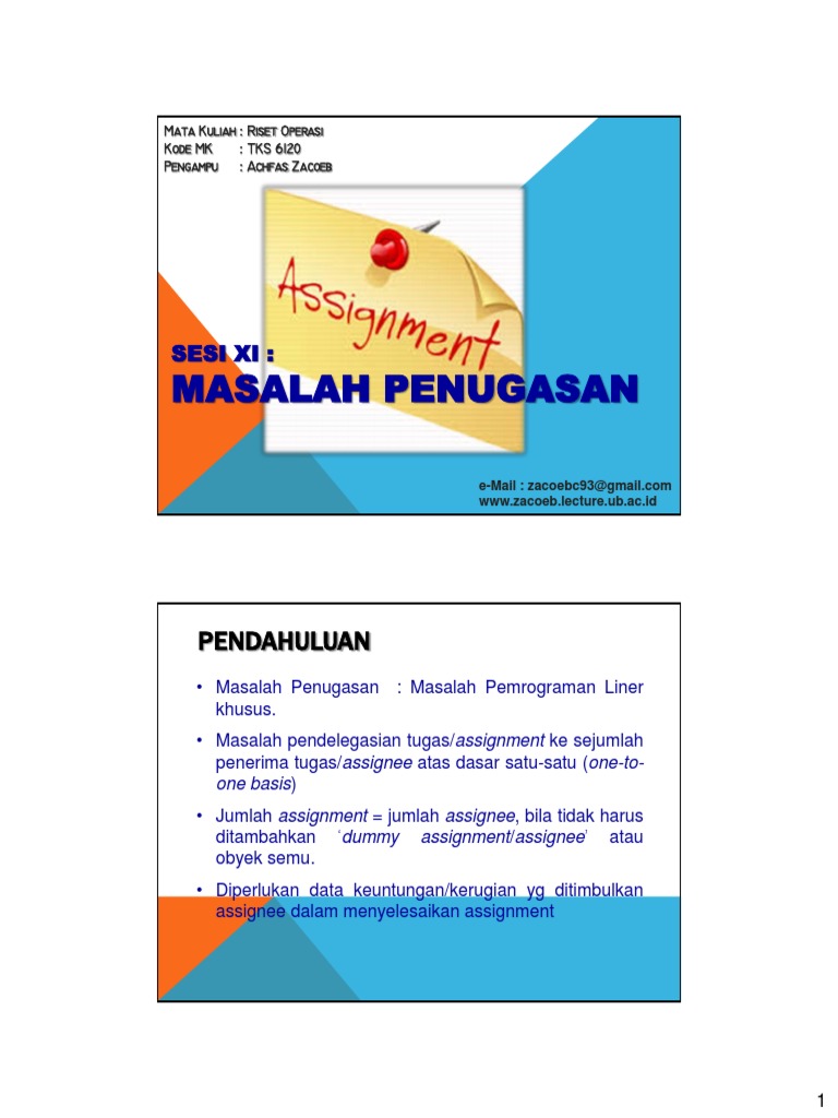 Keterbatasan Metode Assignment dan Solusinya | PDF