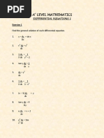 A' Level Mathematics: Exercise 1