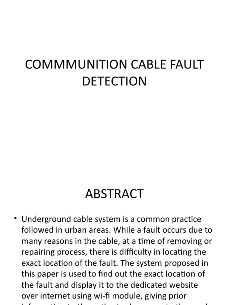 Commmunition Cable Fault Detection PDF Electrical Engineering