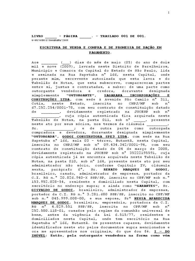 Modelo De Contrato Dacao Em Pagamento