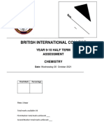 British International College: Year 9-10 Half Term Assessment Chemistry