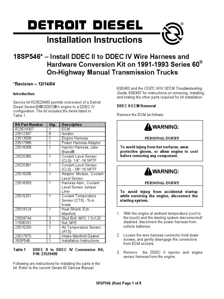 Detroit Diesel - DDEC II To III-IV Conversion | PDF | Fuel Injection ...